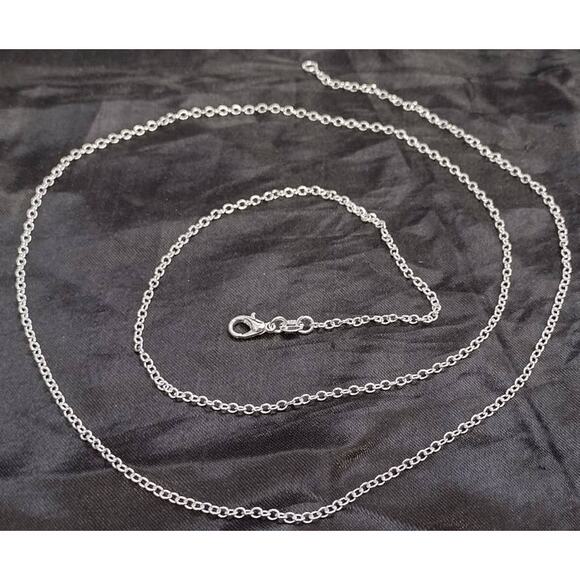 Sterling Silver 925 Plated 28 Inch Rolo Link Chain Necklace New 1/16th" Wide - Picture 3 of 3